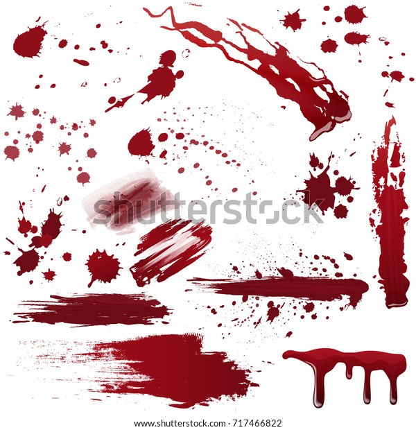 様々な血液またはペイントスプラッタのセット リアルなベクターイラスト のベクター画像素材 ロイヤリティフリー