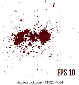 Set of various blood or paint splatters,Vector Set of different blood splashes, drops and trail. Isolated on white background. All elements are not grouped. Vector illustration.