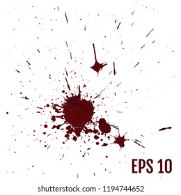 Set of various blood or paint splatters,Vector Set of different blood splashes, drops and trail. Isolated on white background. All elements are not grouped. Vector illustration.