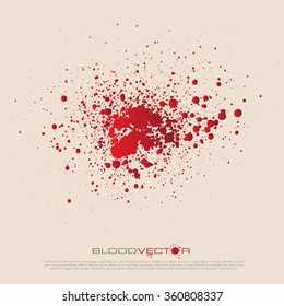 Set of various blood or paint splatters,Vector Set of different blood splashes, drops and trail. Isolated on white background. All elements grouped, no effects,Set of various blood in halloween day