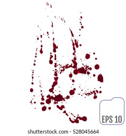 Set of various blood or paint splatters,Vector Set of different blood splashes, drops. Isolated on white background.