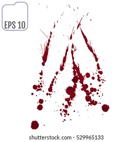 Set of various blood or paint splatters,Vector Set of different blood splashes, drops. Isolated on white background.