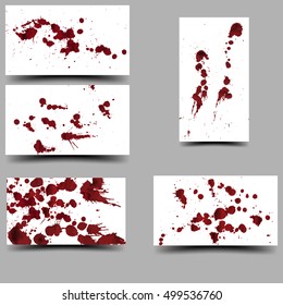 Set of various blood splatters. Vector different blood splashes. 