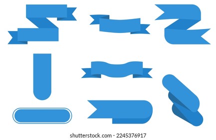 Set of various Blue Ribbon, Ribbons of various sizes and shapes in blue color