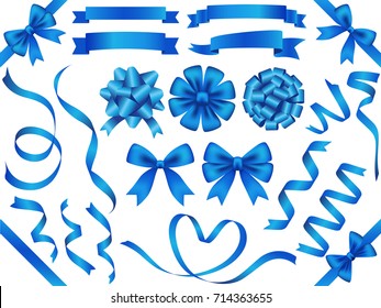 A Set Of Various Blue Vector Ribbons.