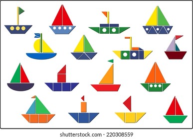 Set of various boats for children's creativity