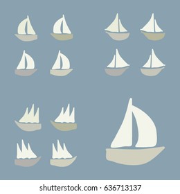Set of various boats - vector illustration
