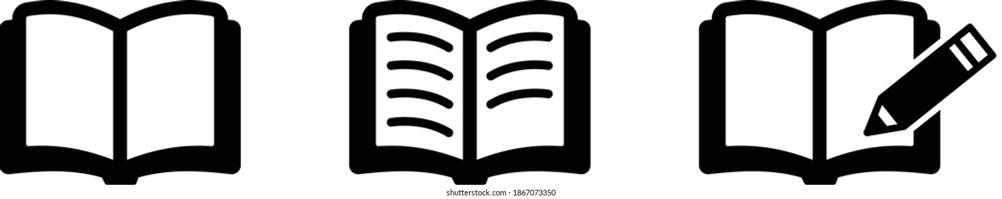 Conjunto de varios iconos del libro.
Esta es una ilustración simple y plana para el estudio, la lectura y el cuaderno.