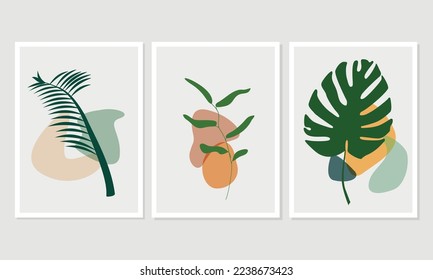 Set of various botanical wallpaper artworks,design the plant pattern used for print, cover