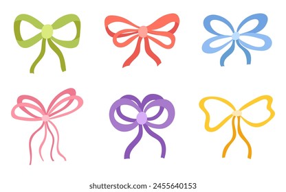 conjunto de varios bolsillos, arcos dibujados a mano, boleto para la decoración, colorido, regalo, presente, celebración, accesorios femeninos, Ilustración vectorial