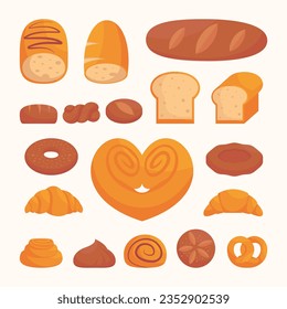 set of various bread and cake illustration