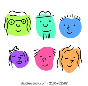 Set of Various bright basic Geometric Figures with face emotions.