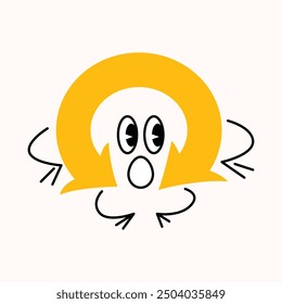 Set of Various bright basic Geometric arrows character shapes with face emotions, different cartoon basic figures. Cute colorful shapes, trendy colors. Vector illustration isolated on background