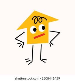 Set of Various bright basic Geometric arrows character shapes with face emotions, different cartoon basic figures. Cute colorful shapes, trendy colors. Vector illustration isolated on background