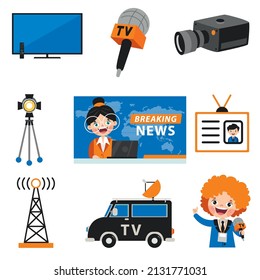 Set Of Various Broadcasting Elements