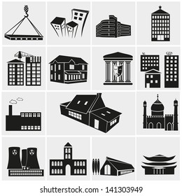 Set of various buildings