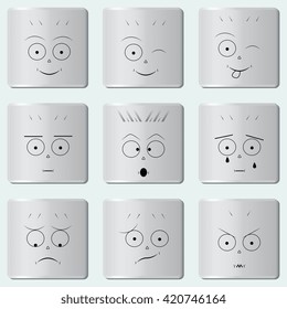 Set of various buttons emoticons