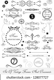 set of various calligraphic vector elements, decorations and frames in vintage style