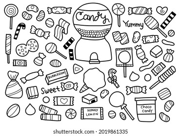 Set of Various Candy in Doodle Style