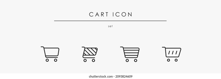 Set of various cart icons for web and retail business. Isolated icons for commerce and shop