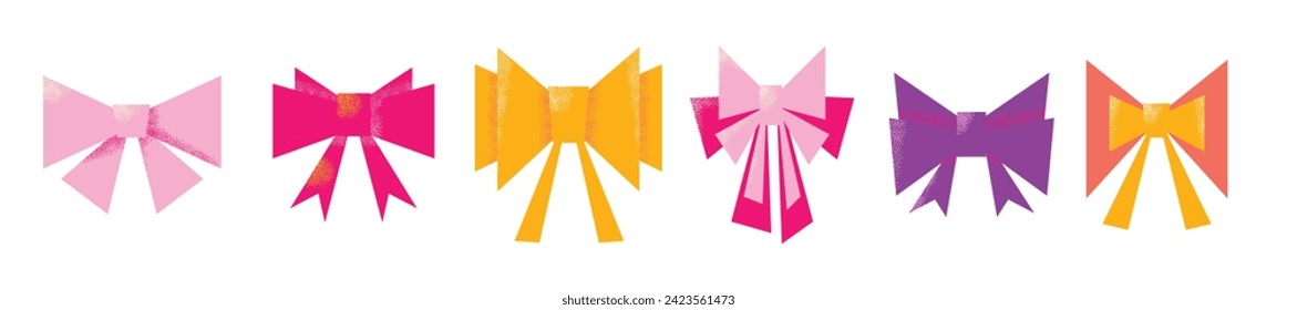 Conjunto de varios nudos de arco de dibujos animados, cintas de regalo. Accesorio de moda para el trenzado de pelo lindo. Ilustración moderna vectorial plana en estilo de caricatura aislada en el fondo.