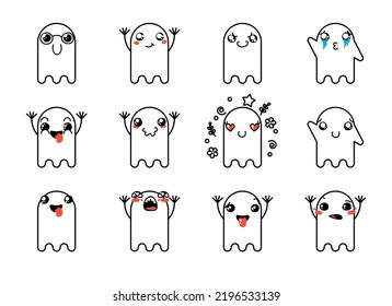 Set Various Cartoon Ghosts Emoticons Doodle Stock Vector (Royalty Free ...