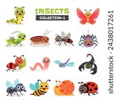 Set Of Various Cartoon Insects
