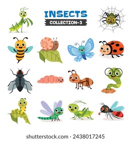 Set Of Various Cartoon Insects