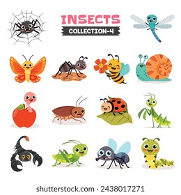 Set Of Various Cartoon Insects