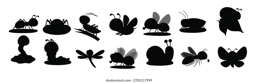 set of various cartoon insects