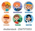 Set Of Various Cartoon Professions