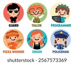 Set Of Various Cartoon Professions