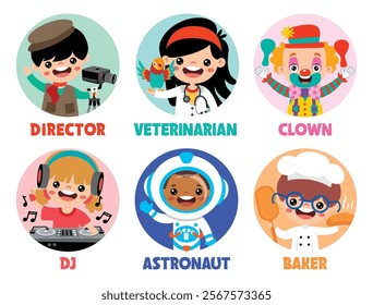 Set Of Various Cartoon Professions