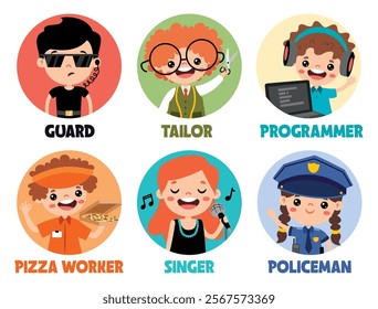 Set Of Various Cartoon Professions