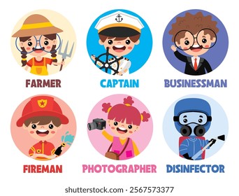 Set Of Various Cartoon Professions