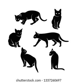 Set of Various Cats Silhouette