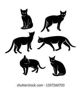 Set of Various Cats Silhouette
