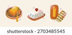 Set of various ceramic butter dishes, butter keepers, knife, retro packaging. Cartoon kitchenware food vector illustration. Kitchen and cooking concept
