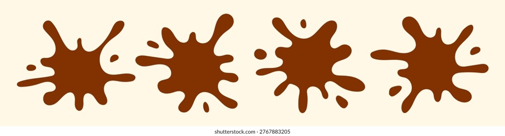 Set of various chocolate melting liquid splashes, perfect for dessert or candy-themed graphics