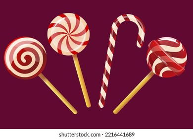 Set of various Christmas candies.Vector images of sweets 