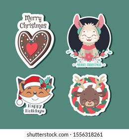 Set of various Christmas stickers