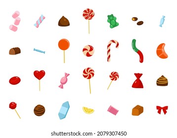 Set of various Christmas sweets. Cartoon style.