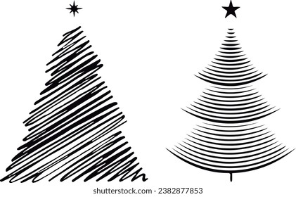 set of various christmas tree designs