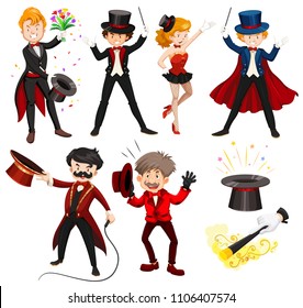 Set of various circus performers illustration