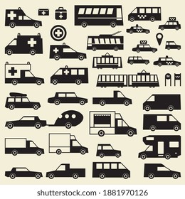 A set of various city cars, vector illustration