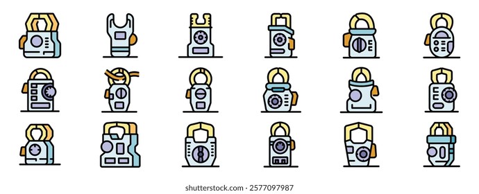 Set of various clamp meters being used by electricians for measuring electrical current in different situations
