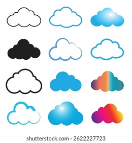 Set of various cloud icons