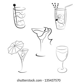 Set of various cocktail glasses