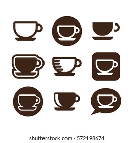 Set of various coffee cup icons