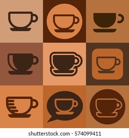 Set of various coffee cup icons